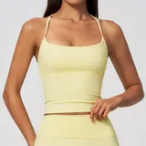 TT4518-1 · Ivory Yellow Ivory Yellow Women's Fitted Fitness Supportive Sports Bra Backless Tank