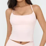 TT4518-5 · Pale Pink Pale Pink Women's Fitted Fitness Supportive Sports Bra Backless Tank