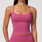 Strawberry Pink Women's Fitted Fitness Supportive Sports Bra Backless Tank