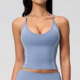 Ice Mist Blue Women's Fitted Yoga Supportive Bra Halter Neck Tank