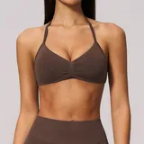 Red Brown Women's Seamless Pilates Supportive Bra Halter Neck Backless