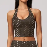 TT4551-1 · Brown White Dot Brown White Dot Women's Pilates Sleeveless Tank Top Deep V Backless