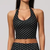 TT4551-2 · Black White Dot Black White Dot Women's Pilates Sleeveless Tank Top Deep V Backless