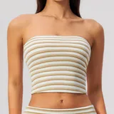 Khaki White Backless Yoga Women's Sleeveless Tank Top Slimming Fitted