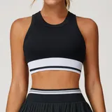 Jet Black Women's Seamless Sleeveless Workout Tank Top Backless Fitted