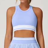 Baby Blue Women's Seamless Sleeveless Workout Tank Top Backless Fitted