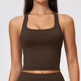 Ink Brown Women's Running Sleeveless Tank Top Seamless Racerback Fitted