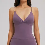 Bean Paste Purple Sleeveless Tank Top Running Yoga Backless Brushed Cutout