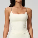 TT5555-1 · Cream White Cream White Brushed Yoga Women's Sleeveless Tank Top Backless Fitted