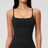 Jet Black Brushed Yoga Women's Sleeveless Tank Top Backless Fitted