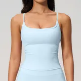 TT5555-7 · Azure Blue Azure Blue Brushed Yoga Women's Sleeveless Tank Top Backless Fitted