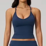 Badge Blue Women's Sleeveless Workout Tank Top Fitness Yoga Backless