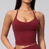 Ankola Red Women's Sleeveless Tank Top V Neck Backless Fitted