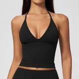 TT5575-2 · Jet Black Jet Black Women's Yoga Sleeveless Tank Top Deep V Backless