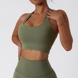 TT6116-1 · Army Green Army Green Women's Breathable Backless Supportive Bra Halter Neck Tank