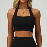 TT6116-3 · Jet Black Jet Black Women's Breathable Backless Supportive Bra Halter Neck Tank