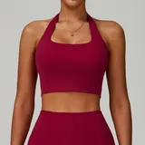 Rose Red Women's Breathable Backless Supportive Bra Halter Neck Tank