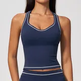 Badge Blue Women's Sleeveless Workout Tank Top Brushed Running Backless