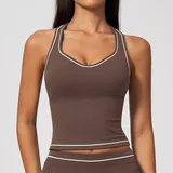 Deep Cocoa Women's Sleeveless Workout Tank Top Brushed Running Backless