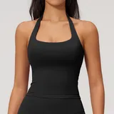 TT7790-2 · Jet Black Jet Black Women's Sleeveless Workout Tank Top Halter Neck Fitted