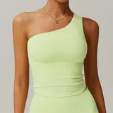 TT8408-1 · Light Yellow Green Light Yellow Green Women's Sleeveless Tank Top Backless Running One Shoulder