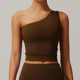 Birch Brown Women's Sleeveless Tank Top Backless Running One Shoulder