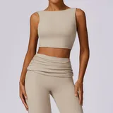 Linen Women's Supportive Yoga Supportive Bra Backless Tank Fitted