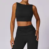 Jet Black Women's Supportive Yoga Supportive Bra Backless Tank Fitted