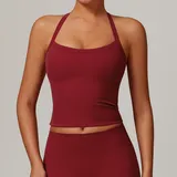Cherry Red Brushed Running Women's Sleeveless Workout Tank Top Backless