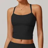 TT8519-2 · Jet Black Jet Black Brushed Running Women's Sleeveless Workout Tank Top Backless