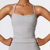 Frost Grey Brushed Running Women's Sleeveless Workout Tank Top Backless