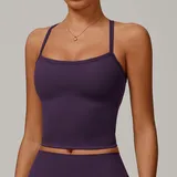 Plum Purple Brushed Running Women's Sleeveless Workout Tank Top Backless