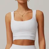 Swan White Women's Breathable Sleeveless Workout Tank Top Backless Fitted