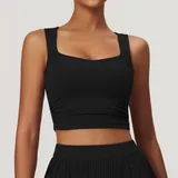 Jet Black Women's Breathable Sleeveless Workout Tank Top Backless Fitted