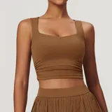 Birch Brown Women's Breathable Sleeveless Workout Tank Top Backless Fitted