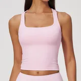 Falling Blossom Pink Women's Fitted Sleeveless Workout Tank Top Backless Brushed