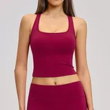 TT8819-9 · Raspberry Red Raspberry Red Women's Fitted Sleeveless Workout Tank Top Backless Brushed
