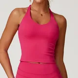 Raspberry Red Women's Brushed Supportive Bra Cross Back Backless Tank