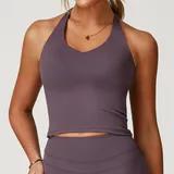 Eggplant Purple Women's Brushed Supportive Bra Cross Back Backless Tank