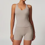 Linen Women's Brushed Supportive Bra Cross Back Backless Tank