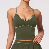 TT9615-3 · Olive Green Olive Green Women's Brushed Sleeveless Tank Top V Neck Backless