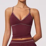 Burgundy Women's Brushed Sleeveless Tank Top V Neck Backless