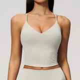 Pearl Grey Women's Sleeveless Tank Top Brushed Yoga Cross Back
