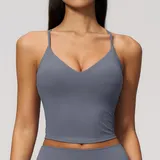 TT9616-3 · Haze Blue Haze Blue Women's Sleeveless Tank Top Brushed Yoga Cross Back