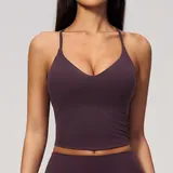 Ink Purple Women's Sleeveless Tank Top Brushed Yoga Cross Back