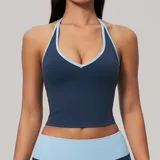 Slate Blue Clash Women's Training Sleeveless Workout Tank Top V Neck