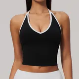 Meteor Black White Clash Women's Training Sleeveless Workout Tank Top V Neck