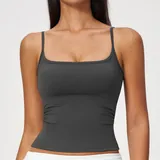 Slate Gray Women's Pilates Sleeveless Workout Tank Top Brushed Fitted