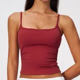 Pomegranate Red Women's Pilates Sleeveless Workout Tank Top Brushed Fitted