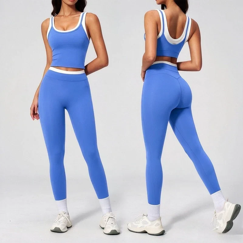 Women's Ribbed Vest & Leggings Yoga Activewear Set